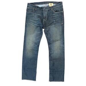 Monarchy Jeans Men 40 Big Tall Denim Darkwash Stitch Flap Pockets Whiskered Y2K